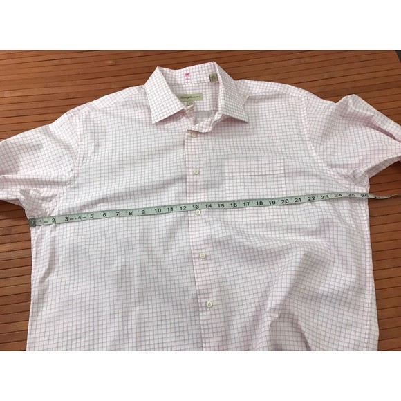 Men's TOMMY BAHAMA Pink, White Plaid Button Down DRESS‎ Shirt Sz 17 32-33 - Picture 6 of 8